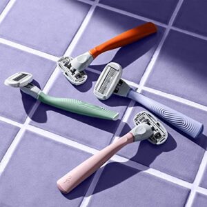 FLAMINGO 5-Blade Razors for Women - 1 Razor Handle + 4 5-Blade Refills + 1 Shower Holder - Lilac