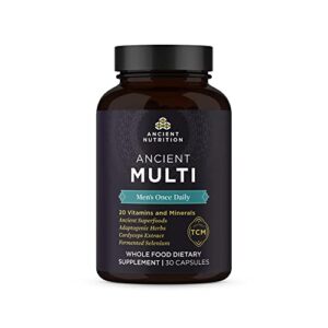 ancient nutrition multivitamin for men, ancient multi men’s once daily vitamin supplement 30 ct, vitamin a, vitamin b and vitamin k2, fenugreek seed, supports immune system, paleo and keto friendly