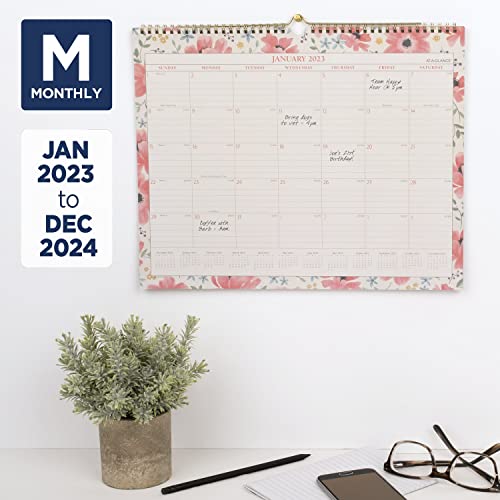 AT-A-GLANCE 2023 Wall Calendar, 15" x 12", Medium, Monthly, Badge Floral (1641F-707)