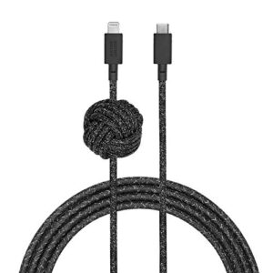 native union night cable – 10ft ultra-strong reinforced durable usb-c to lightning [mfi certified] charging cable with weighted knot compatible with iphone 14, iphone 13 and earlier (cosmos)