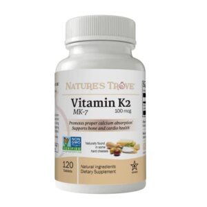nature’s trove vitamin k2 mk7 supplement, 100mcg, 120 count, vegan