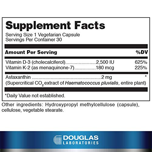 Douglas Laboratories K2-D3 with Astaxanthin | Antioxidant Support for Bones, Immune Function, and Vascular Health* | 30 Capsules