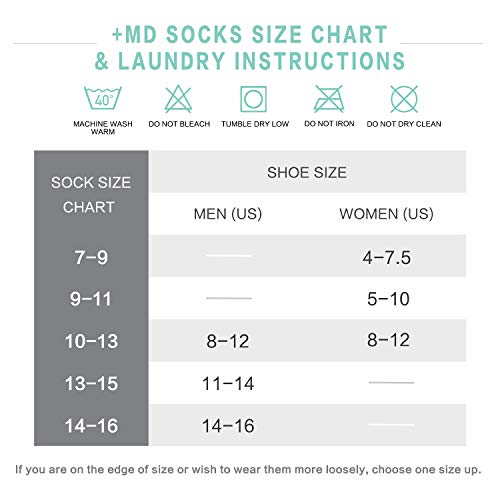 +MD Non-Binding Diabetic Socks for Men Women-6 Pairs Medical Circulatory Crew Socks with Cushion Sole Black 13-15