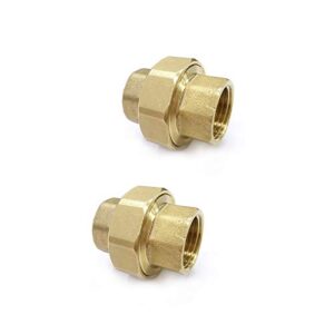brass pipe fitting coupling 1/2″ x 1/2″ female pipe fittings union 1/2 inch npt female x npt1/2 female fitting threads adapter brass 2 pcs