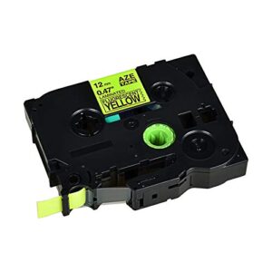 GREENCYCLE Compatible for Brother TZ TZE C31 AZe-C31 (1/2") 12mm x 5m Laminated Label Tape use in PTouch PTD210 PTH100 PTD400 PTD450 PT-P700 PTD600 Label Maker (Black on Fluorescent Yellow,6-Pack)