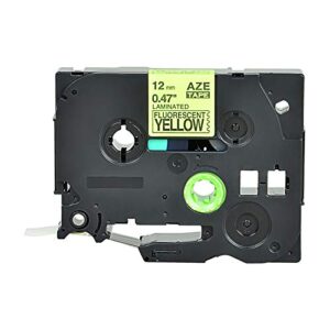 GREENCYCLE Compatible for Brother TZ TZE C31 AZe-C31 (1/2") 12mm x 5m Laminated Label Tape use in PTouch PTD210 PTH100 PTD400 PTD450 PT-P700 PTD600 Label Maker (Black on Fluorescent Yellow,6-Pack)