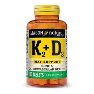 mason natural vitamin k2 100 mcg plus vitamin d3 – supports bone, cardiovascular & muscle health, 100 tablets