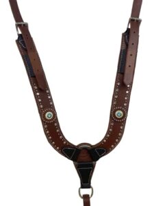 hr saddlery western equine pulling collar crystal teal conchos