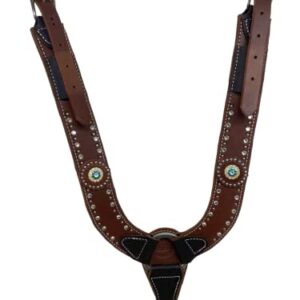 HR Saddlery Western Equine Pulling Collar Crystal Teal Conchos