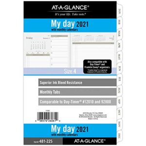 2021 daily planner refill by at-a-glance, 5-1/2″ x 8-1/2″, 12010 day-timer, size 4, two page per day (481-225-21)