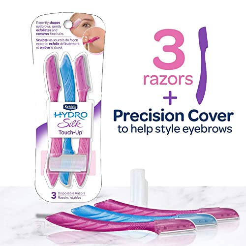 Schick Hydro Silk Touch-Up Dermaplaning Tool, 3 Count | Eyebrow Razor, Face Razors for Women, Face Shaver, Dermaplane