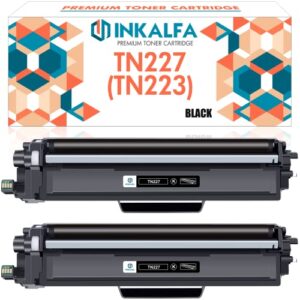 inkalfa compatible tn227bk tn-227bk toner: cartridge replacement for brother tn227 tn227bk tn-223bk tn223bk for mfc-l3770cdw hl-l3290cdw hl-l3230cdw mfc-l3750cdw l3710cw l3210cw printer (black, 2pack)