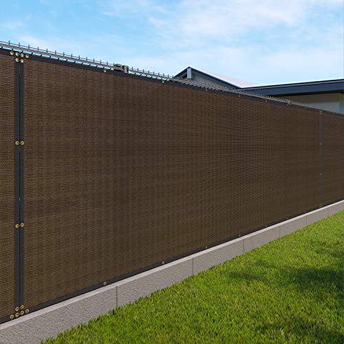 Windscreen4less Heavy Duty Fence Privacy Screen Brown 4' x 19' with Reinforced Bindings and Brass Grommets Garden Windscreen Mesh Net for Outdoor Yard-Cable Zip Ties Included