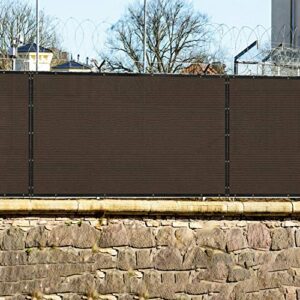 Windscreen4less Heavy Duty Fence Privacy Screen Brown 4' x 19' with Reinforced Bindings and Brass Grommets Garden Windscreen Mesh Net for Outdoor Yard-Cable Zip Ties Included