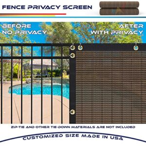 Windscreen4less Heavy Duty Fence Privacy Screen Brown 4' x 19' with Reinforced Bindings and Brass Grommets Garden Windscreen Mesh Net for Outdoor Yard-Cable Zip Ties Included