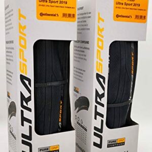 Continental Ultra Sport III 700x25c Black/Black Folding PureGrip - Pair (2 Tires)