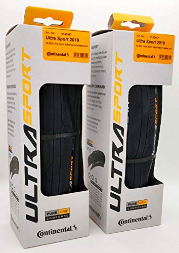 Continental Ultra Sport III 700x25c Black/Black Folding PureGrip - Pair (2 Tires)