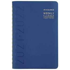 academic planner 2021-2022, at-a-glance weekly & monthly book planner, 5″ x 8″, small, for school, teacher, student, contempo, classic blue (70101x20)