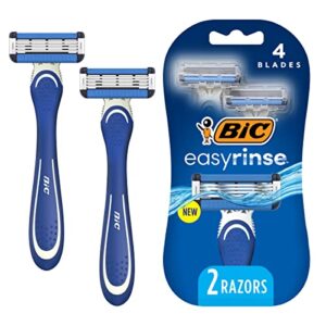 bic easyrinse anti-clogging men’s disposable razors for a smoother shave with less irritation*, easy rinse shaving razors with 4 blades, 2 count
