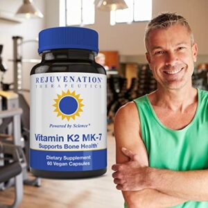 Rejuvenation Therapeutics Vitamin K2 MK-7 | 60-Day Supply, High Potency (300mcg) | Easy to Swallow Vegetarian Capsules