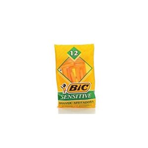bic single blade shavers sensitive skin – 12 ct (3 packs of 12)