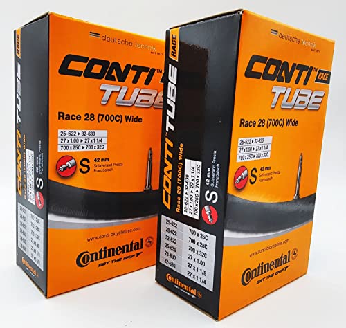 Continental Race 28" Wide 700x25-32c Inner Tubes - 42mm Presta Valve (Pack of 2 w/Conti Sticker)