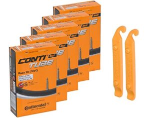 continental bicycle tubes race 28 700×20-25 s42 presta valve 42mm bike tube super value bundle (pack of 5 conti tubes & 2 conti tire lever)