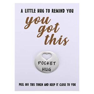 mixjoy you got this pocket hug token & greeting card for friends family, think of you missing you gift, positivity cheer up gift for him her, sengding a hug gifts
