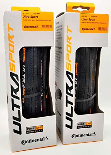 Continental Ultra Sport III 700x23 Black/Black Folding PureGrip - Pair (2 Tires)