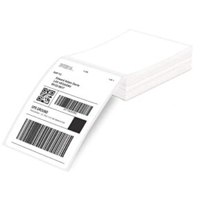 Phomemo Thermal Direct Shipping Label - 4" x 6" Fan-Fold Labels, 100 pcs, Permanent Adhesive, Commercial Grade Postage Thermal Labels (White-100)