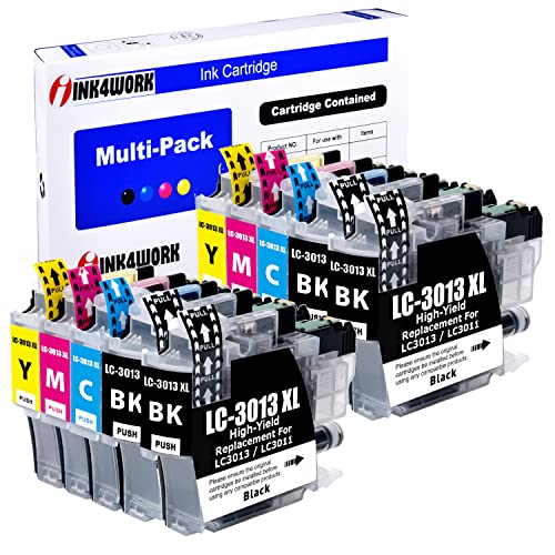 INK4WORK LC3013XL 10-Pack Compatible Replacement for Brother LC-3013 LC3013 LC3011 LC-3011 XL Ink Cartridge to use with MFC-J491DW MFC-J497DW MFC-J690DW MFC-J895DW (4B, 2C, 2M, 2Y)