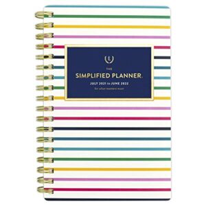 academic pocket calendar 2021-2022, simplified by emily ley for at-a-glance weekly & monthly planner, 3-1/2″ x 6″, pocket size, for school, teacher, student, thin happy stripe (el60-300a)