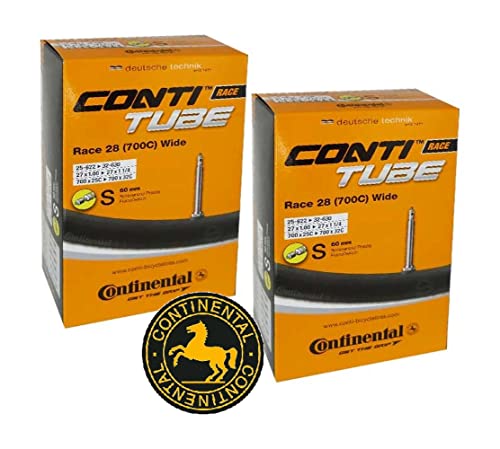 Continental Race 28" Wide 700x25-32c Inner Tubes - 60mm Presta Valve (Pack of 2 w/Conti Sticker)