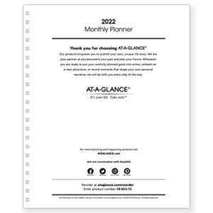 2022 monthly planner refill for 70-236 or 70-296 by at-a-glance, 9″ x 11″, white (7092372)