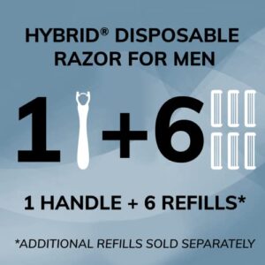 BIC Flex 5 Hybrid Disposable Razors for Men, 1 Handle and 6 Cartridges With 5 Blades, 7 Piece Razor Set for Men