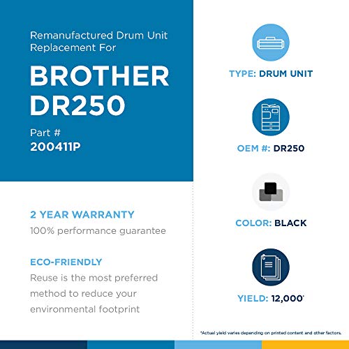 Clover Remanufactured Drum Unit Replacement for Brother DR250 | Black