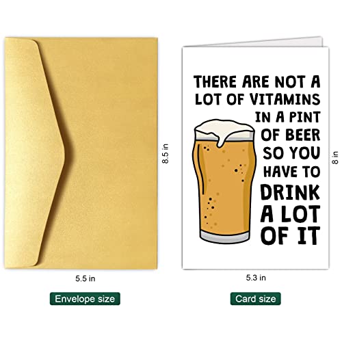 Funny Beer Greeting Card, Birthday Greeting Card for Men Friend Dad Grandpa Uncle, Congratulations Card, Celebration Card, You Have to Drink a Lot of Beer