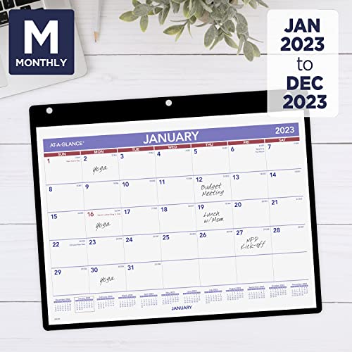 AT-A-GLANCE 2023 Wall & Desk Calendar, 11" x 8", Small, Monthly, Clear Cover Vinyl Holder (SK800)