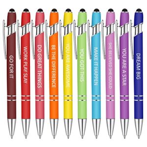 snarky office pens funny insulting pens christian ballpoint pens inspirational quotes negative quotes motivational macaron touch stylus pens for office, black ink (10 pieces)