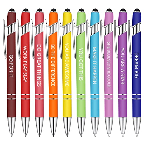 Snarky Office Pens Funny Insulting Pens Christian Ballpoint Pens Inspirational Quotes Negative Quotes Motivational Macaron Touch Stylus Pens for Office, Black Ink (10 Pieces)