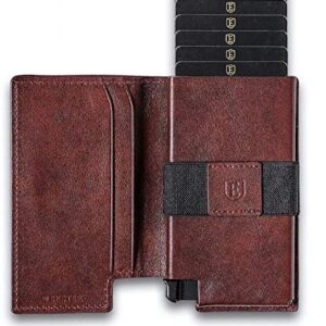 Ekster Parliament Leather Wallet for Men | LWG-Certified Minimalist Wallets with RFID Blocking Layer | Slim & Modern Aluminum Wallet with Push Button for Quick Card Access (Classic Brown)