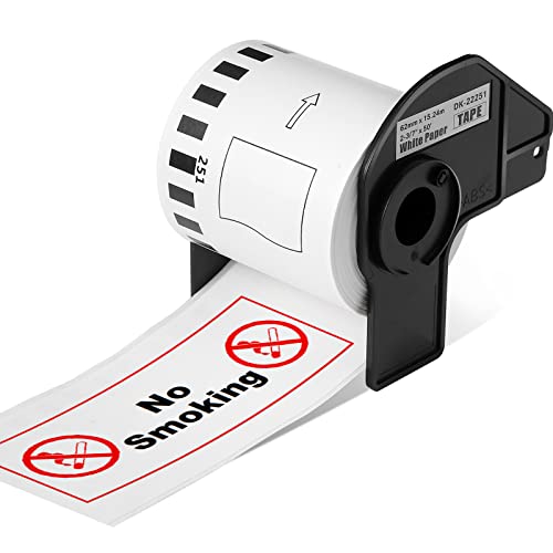 Compatible Brother DK-2251 Continuous Length Label Black/Red on White Paper Tape DK-22251 Replacement for Brother QL-820NWB QL 810W QL800, 2.4”x 50” , 6 Rolls + 1 Refillable Cartridges