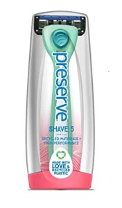 preserve shave 5 five blade refillable razor, made from recycled materials, assorted colors: coral/neptune/key lime (color may vary)