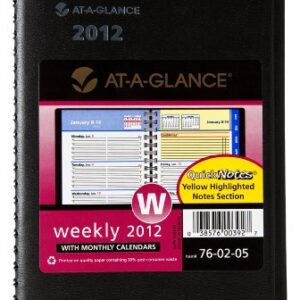 AT-A-GLANCE QuickNotes, Recycled Weekly/Monthly Appointment Book, 5 x 8 Inches, Black, 2012 (76-02-05)