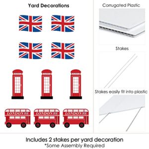 Big Dot of Happiness Cheerio, London - Union Jack Flag, Double-Decker Bus and Red Telephone Booth Lawn Decorations - Outdoor British UK Party Yard Decorations - 10 Piece