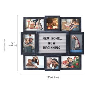 Melannco Customizable Letterboard 8-Opening Photo Collage, 19 x 17 inch,Distressed Black