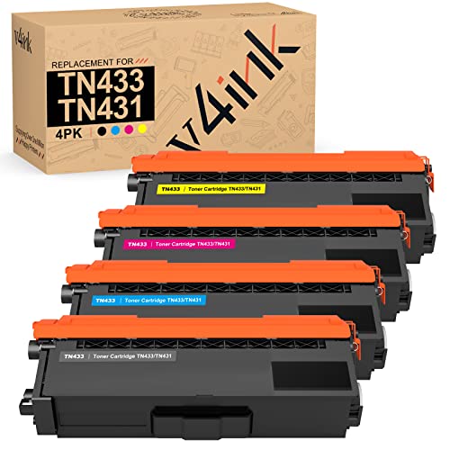 v4ink Compatible TN-433 TN-431 Toner Cartridge Replacement for Brother TN433 TN431 TN433BK to use with Mfc-L8900Cdw Mfc-L8610Cdw Hl-L8260Cdw Hl-L8360Cdw Hl-L8360Cdwt Hl-L9310CDW (Color Set)