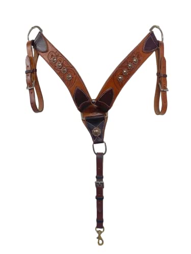 HR Saddlery Western Equine Breast Collar 3 1/2" Praying Cowboy Conchos