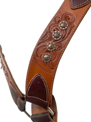 HR Saddlery Western Equine Breast Collar 3 1/2" Praying Cowboy Conchos