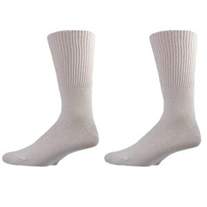 sierra socks health diabetic wide calf cotton crew women’s 2 pair pack (fits shoe size 6-10, socks 9-11, white)